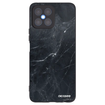 Picasee silikonowe czarne etui na Honor X8 4G - Black marble