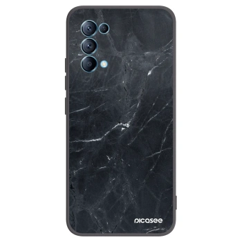 Picasee silikonowe czarne etui na OPPO Reno 5 5G - Black marble