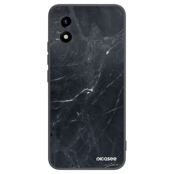 Picasee silikonowe czarne etui na Vivo Y01 - Black marble
