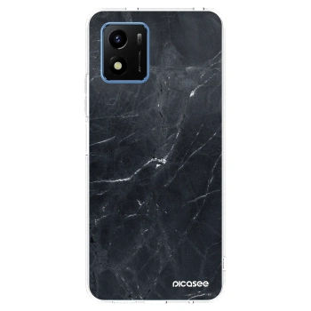 Picasee silikonowe przeźroczyste etui na Vivo Y01 - Black marble
