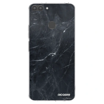 Picasee silikonowe przeźroczyste etui na Huawei P Smart - Black marble