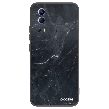 Picasee silikonowe czarne etui na Vivo Y52 5G - Black marble