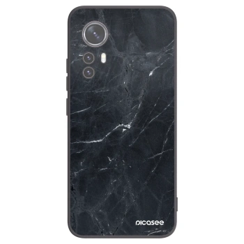 Picasee silikonowe czarne etui na Xiaomi 12X - Black marble
