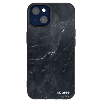Picasee silikonowe czarne etui na Apple iPhone 14 - Black marble