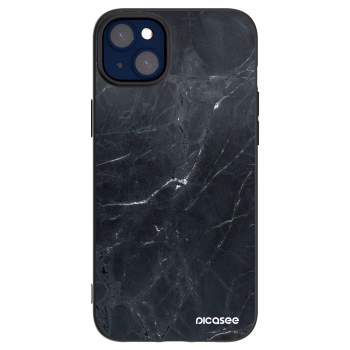Picasee silikonowe czarne etui na Apple iPhone 14 Plus - Black marble