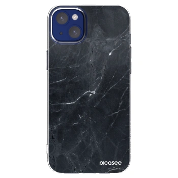 Picasee silikonowe przeźroczyste etui na Apple iPhone 14 Plus - Black marble