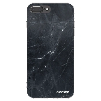 Picasee silikonowe przeźroczyste etui na Apple iPhone 8 Plus - Black marble