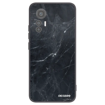 Picasee silikonowe czarne etui na Xiaomi 12 Lite - Black marble
