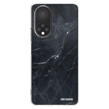 Picasee silikonowe przeźroczyste etui na Honor X7 - Black marble