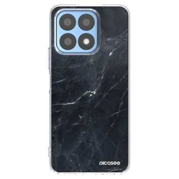 Picasee silikonowe przeźroczyste etui na Honor X8a - Black marble