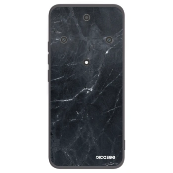 Picasee silikonowe czarne etui na Honor Magic5 Lite 5G - Black marble