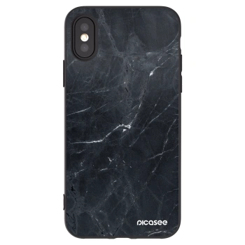 Picasee silikonowe czarne etui na Apple iPhone X/XS - Black marble