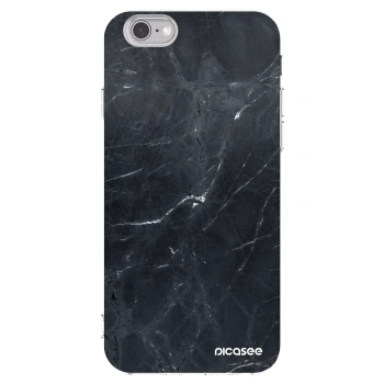 Picasee silikonowe przeźroczyste etui na Apple iPhone 6/6S - Black marble