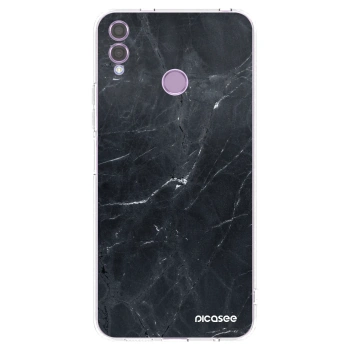 Picasee silikonowe przeźroczyste etui na Honor 8X - Black marble