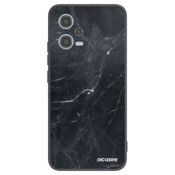 Picasee silikonowe czarne etui na Xiaomi Redmi Note 12 5G - Black marble