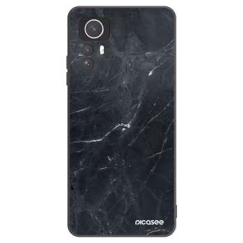 Picasee silikonowe czarne etui na Xiaomi Redmi Note 12S - Black marble