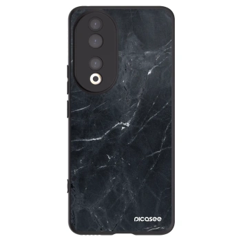 Picasee silikonowe czarne etui na Honor 90 5G - Black marble