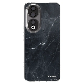 Picasee silikonowe przeźroczyste etui na Honor 90 5G - Black marble