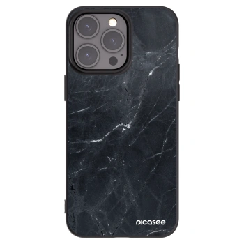 Picasee silikonowe czarne etui na Apple iPhone 15 Pro Max - Black marble