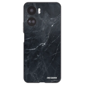 Picasee silikonowe czarne etui na Honor 90 Lite 5G - Black marble