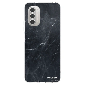 Picasee silikonowe przeźroczyste etui na Motorola Moto G51 - Black marble