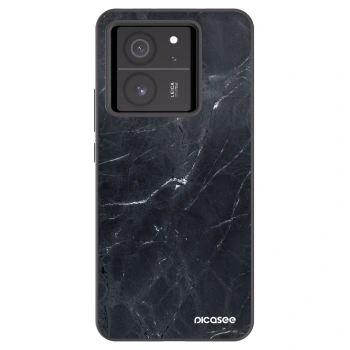 Picasee silikonowe czarne etui na Xiaomi 13T - Black marble