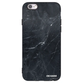 Picasee silikonowe czarne etui na Apple iPhone 6/6S - Black marble
