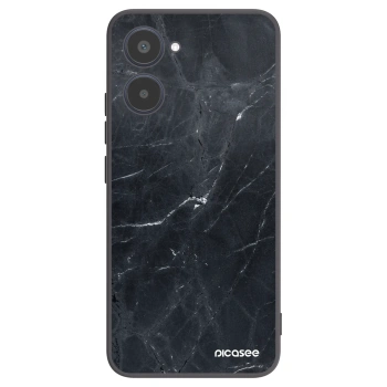 Picasee silikonowe czarne etui na Realme 10 4G - Black marble