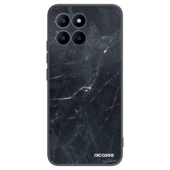 Picasee silikonowe czarne etui na Honor 70 Lite - Black marble