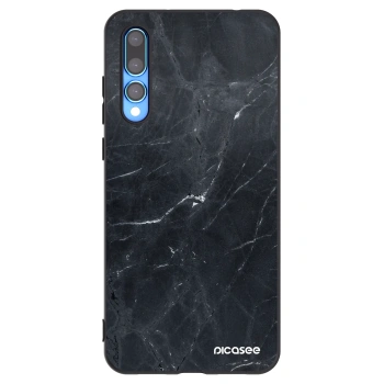 Picasee silikonowe czarne etui na Huawei P20 Pro - Black marble