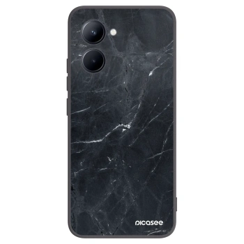 Picasee silikonowe czarne etui na Realme C33 (2023) - Black marble