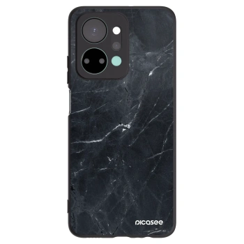 Picasee silikonowe czarne etui na Honor X7a - Black marble