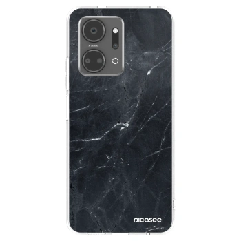 Picasee silikonowe przeźroczyste etui na Honor X7a - Black marble