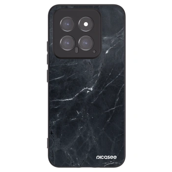 Picasee silikonowe czarne etui na Xiaomi 14 - Black marble