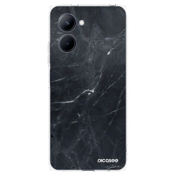 Picasee silikonowe przeźroczyste etui na Realme C33 (2023) - Black marble