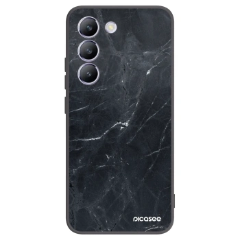 Picasee silikonowe czarne etui na Vivo V40 SE 5G - Black marble
