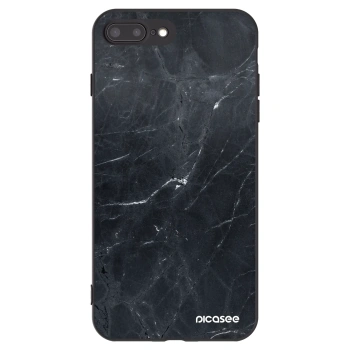 Picasee silikonowe czarne etui na Apple iPhone 7 Plus - Black marble