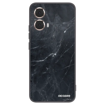 Picasee silikonowe czarne etui na Motorola Moto G85 - Black marble