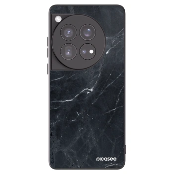 Picasee silikonowe czarne etui na OnePlus 12 5G - Black marble