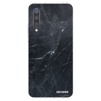 Picasee silikonowe przeźroczyste etui na Xiaomi Mi 9 - Black marble