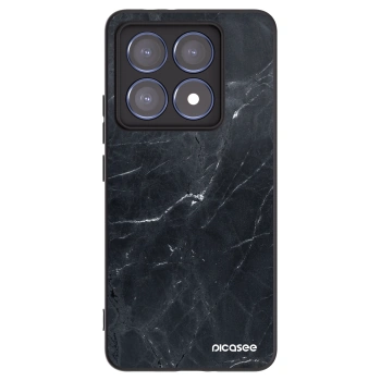 Picasee silikonowe czarne etui na Xiaomi 14T Pro - Black marble