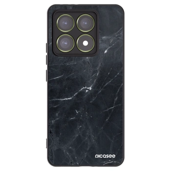 Picasee silikonowe czarne etui na Xiaomi 14T - Black marble