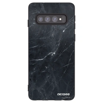 Picasee silikonowe czarne etui na Samsung Galaxy S10 G973 - Black marble