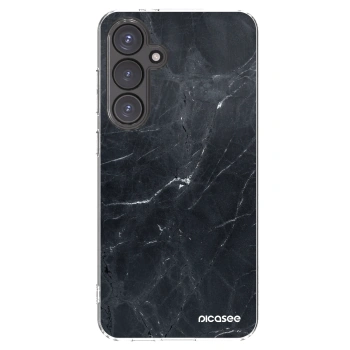 Picasee silikonowe przeźroczyste etui na Samsung Galaxy S24 FE S721B - Black marble