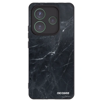 Picasee silikonowe czarne etui na Xiaomi Redmi Note 14 5G - Black marble