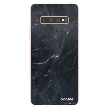 Picasee silikonowe przeźroczyste etui na Samsung Galaxy S10 Plus G975 - Black marble