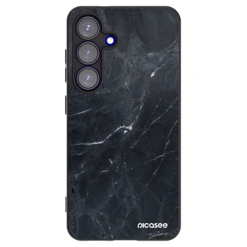 Picasee silikonowe czarne etui na Samsung Galaxy S25 5G - Black marble