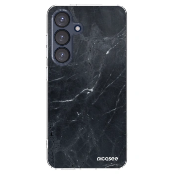 Picasee silikonowe przeźroczyste etui na Samsung Galaxy S25 5G - Black marble