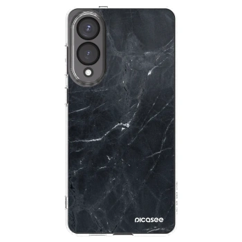 Picasee silikonowe przeźroczyste etui na Samsung Galaxy S25 Edge 5G - Black marble
