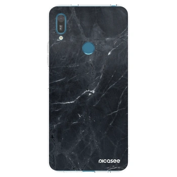 Picasee silikonowe przeźroczyste etui na Huawei Y7 2019 - Black marble